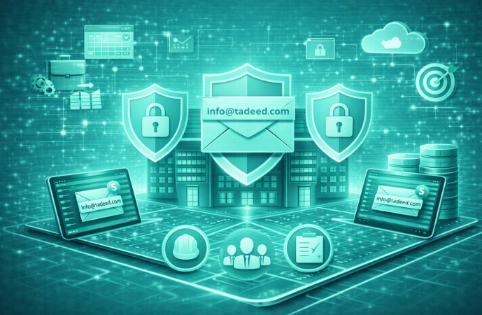 Business email communication and collaboration illustration